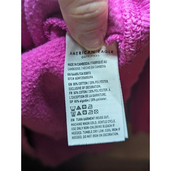 Hot Pink AE American Eagle Pullover Sweatshirt Sweater Preppy Teen Top Small - Picture 9 of 16